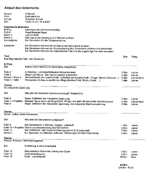 Ablaufplan unterrichtsvorbereitung