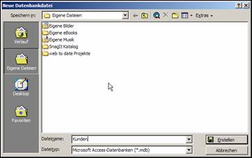 Neue Datenbankdatei