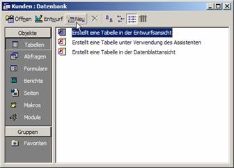 Datenbankfenster