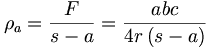 \rho _{a}=\frac{F}{s-a}=\frac{abc}{4r\left( s-a\right) }